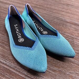 Rothy's The Point Women's Knit Flats Blue Comfort Shoes‎ Size 6.5